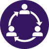 Purple icon showing three engaged employees