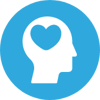 Blue outline of a head with a white heart inside Blue outline of a head with a white heart inside