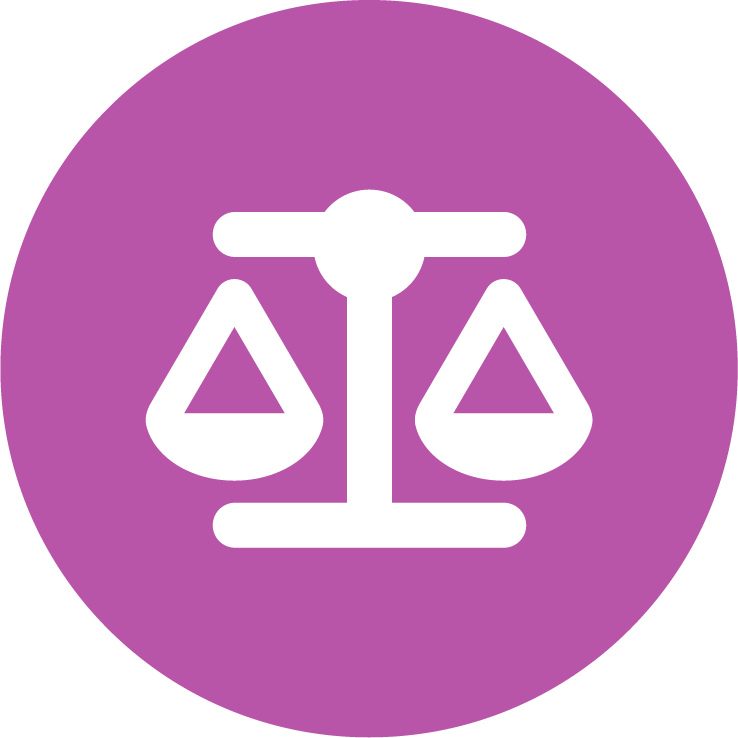 Pink icon of a scale representing work-life balance