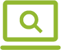 Lime green screen outline with search icon inside